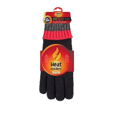 Boys Heat Holders Heatweaver Lined Flat Knit Gloves