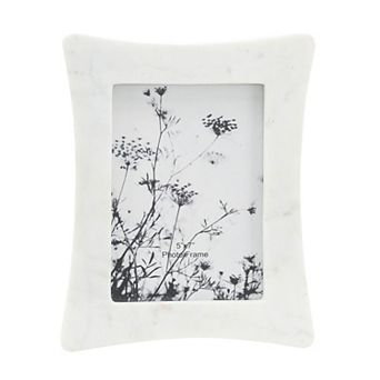 White Marble 5" X 7" Curved Photo Frame - Contemporary Elegant Picture Frame Display For Home