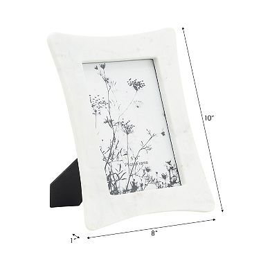 White Marble 5" X 7" Curved Photo Frame - Contemporary Elegant Picture Frame Display For Home