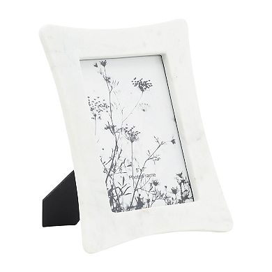 White Marble 5" X 7" Curved Photo Frame - Contemporary Elegant Picture Frame Display For Home