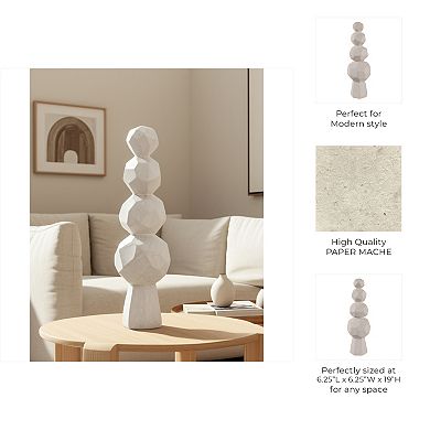 Modern Geometric Sculpture - Pottery and Paper Mache Decorative Art with Stacked Contemporary Design