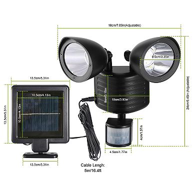 Solar Wall Lights 22LED Outdoor Motion Sensor, IP44 Waterproof Dual-Head Security Lamp