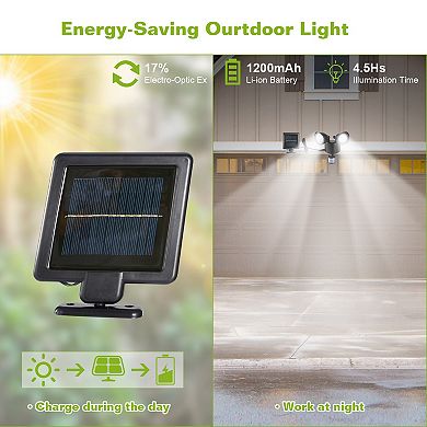 Solar Wall Lights 22LED Outdoor Motion Sensor, IP44 Waterproof Dual-Head Security Lamp