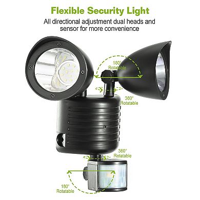 Solar Wall Lights 22LED Outdoor Motion Sensor, IP44 Waterproof Dual-Head Security Lamp