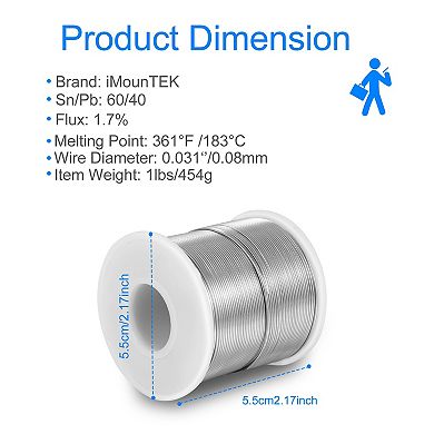 60/40 Tin Lead Rosin Core Solder Wire 0.8mm, 1lb Sn60/Pb40 with 1.7% Flux