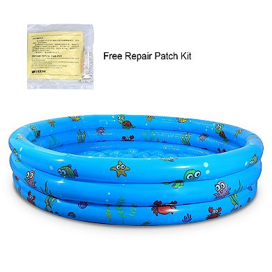 51x13” Inflatable Family Pool for Kids, Foldable Swim Pool w/ Drain Plug & 4 Valves