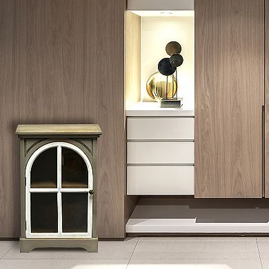 Parisloft Wood Storage Cabinet, Gray and White