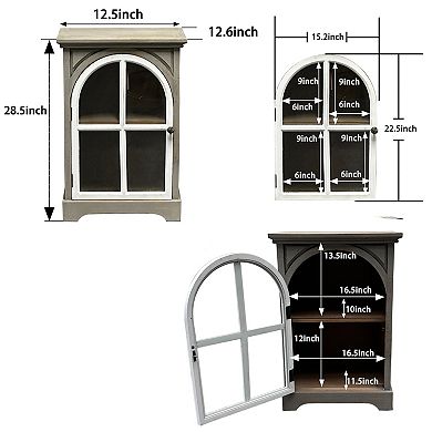Parisloft Wood Storage Cabinet, Gray and White