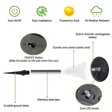4Pcs Solar Garden Lights Outdoor Waterproof Pathway Lamps Color Changing Landscape Lawn Lights