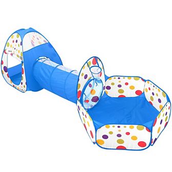 3-in-1 Kids Play Tent with Crawl Tunnel & Ball Pit Foldable Pop-Up Tent Set with Storage Bag