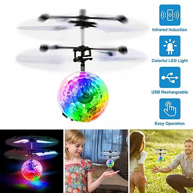 RC Flying Ball Drone with LED Lights, Infrared Induction Helicopter Toy for Kids