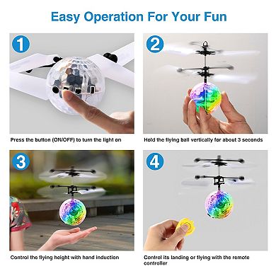 RC Flying Ball Drone with LED Lights, Infrared Induction Helicopter Toy for Kids