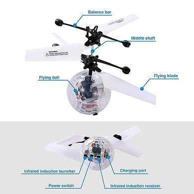 RC Flying Ball Drone with LED Lights, Infrared Induction Helicopter Toy for Kids