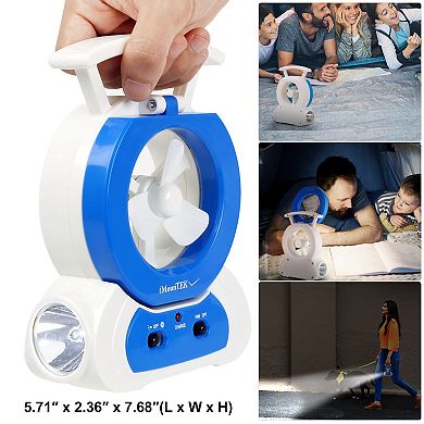 Desk Cooling Fan with LED Lamp 180° Adjustable USB Fan with Flashlight for Home, Camping, Travel
