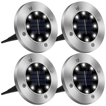 4-Pack Solar Ground Lights, IP65 Waterproof In-Ground Lamps for Path, Deck, Lawn & Patio