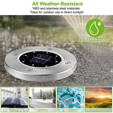4-Pack Solar Ground Lights, IP65 Waterproof In-Ground Lamps for Path, Deck, Lawn & Patio
