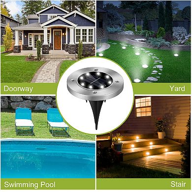 4-Pack Solar Ground Lights, IP65 Waterproof In-Ground Lamps for Path, Deck, Lawn & Patio