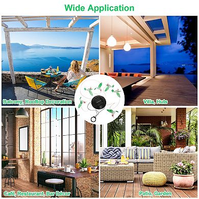 Solar Hummingbird Wind Chime Lights, 6 LED Color-Changing Waterproof Outdoor Decor