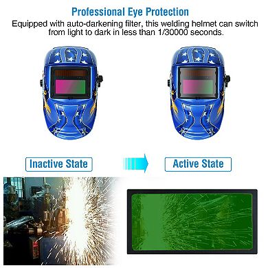 Welding Helmet Solar Powered Auto Darkening Hood, Adjustable Shade 9-13 for MIG/TIG/Arc Welding