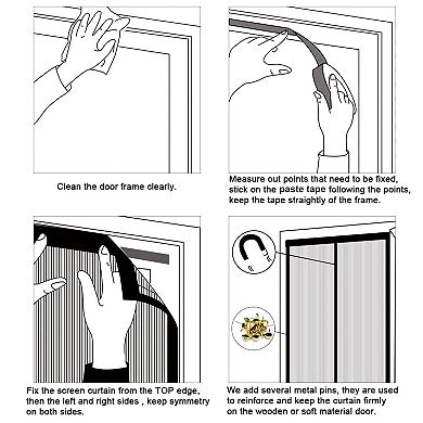 Magnetic Mesh Door Curtain 39x82" Hands-Free Fly Screen Self-Adhesive Anti-Mosquito Bug Net