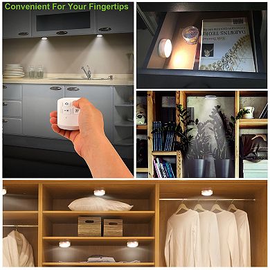 3PCS LED Battery Night Lights with Remote Dimmable Stick-On Closet Lamps