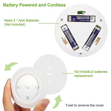 3PCS LED Battery Night Lights with Remote Dimmable Stick-On Closet Lamps