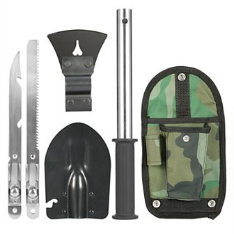 6-in-1 Multi Tool Survival Kit Shovel Axe Knife Saw with Pouch for Camping