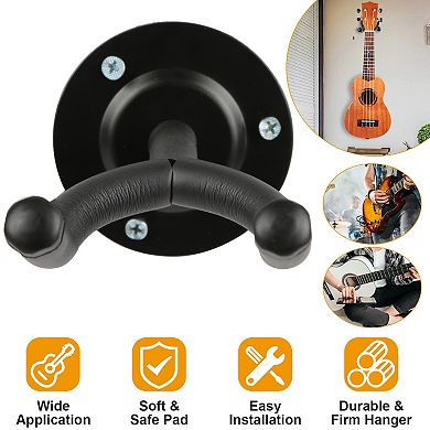 Wall Mount Guitar Hanger Padded Steel Hook Rack for Electric, Acoustic & Bass Guitars