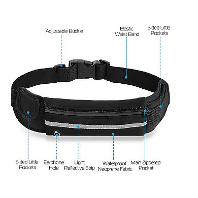 Waterproof Running Waist Bag Adjustable Sports Belt Pouch for Jogging Hiking Travel