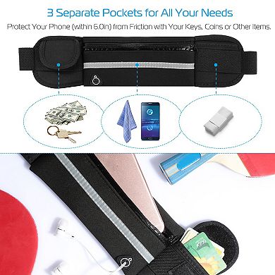 Waterproof Running Waist Bag Adjustable Sports Belt Pouch for Jogging Hiking Travel