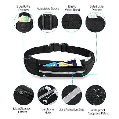Waterproof Running Waist Bag Adjustable Sports Belt Pouch for Jogging Hiking Travel