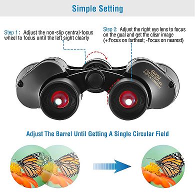 Portable HD Binoculars FMC Lens, Low-Light Night Vision for Bird Watching, Hunting & Sports