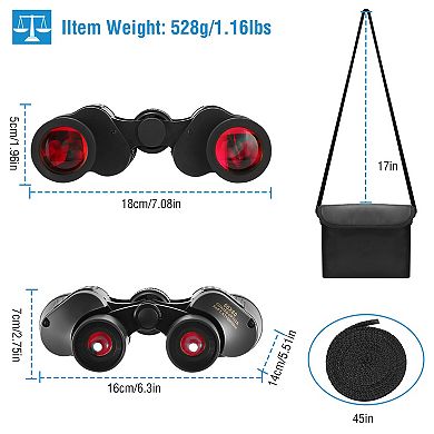 Portable HD Binoculars FMC Lens, Low-Light Night Vision for Bird Watching, Hunting & Sports