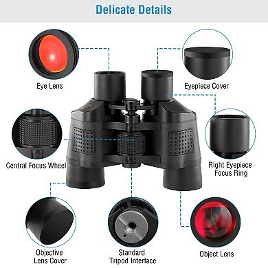 Portable HD Binoculars FMC Lens, Low-Light Night Vision for Bird Watching, Hunting & Sports