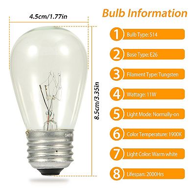 48FT Outdoor String Lights Waterproof Patio Garden Lights Commercial Grade Ambience Bulbs