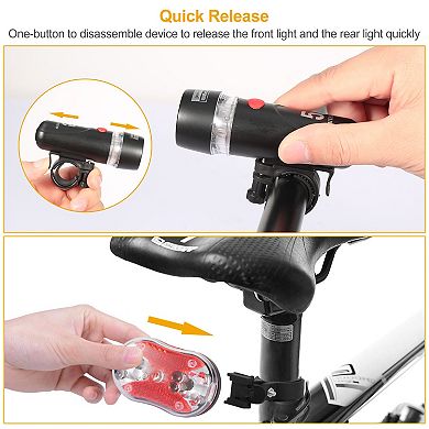 8000LM Bike Light Set Waterproof LED Front Headlamp & Rear Safety Flashlight