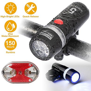 8000LM Bike Light Set Waterproof LED Front Headlamp & Rear Safety Flashlight