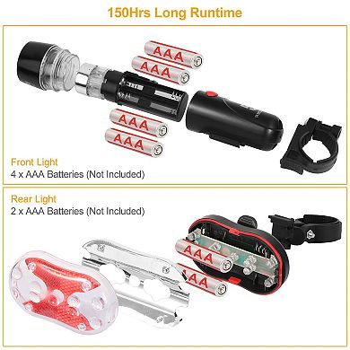 8000LM Bike Light Set Waterproof LED Front Headlamp & Rear Safety Flashlight