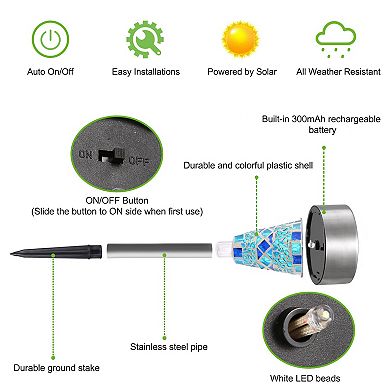 6Pcs Solar Garden Lights Outdoor Waterproof Pathway Lamps IP44 Landscape Lawn Lights for Yard Drive