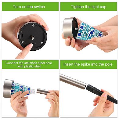 6Pcs Solar Garden Lights Outdoor Waterproof Pathway Lamps IP44 Landscape Lawn Lights for Yard Drive