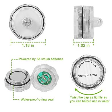 Submersible LED Tea Lights 3Pcs, Battery Operated Waterproof Candles for Party Decor