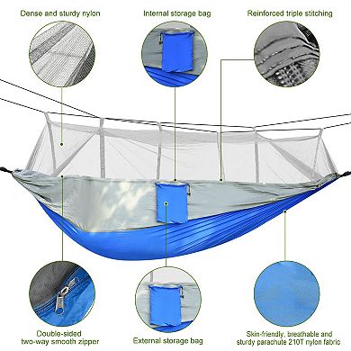 600lbs 2-Person Camping Hammock with Mosquito Net, Straps & Carry Bag