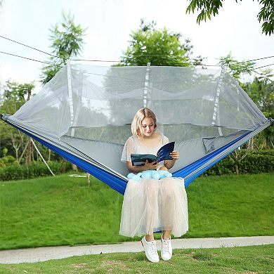 600lbs 2-Person Camping Hammock with Mosquito Net, Straps & Carry Bag