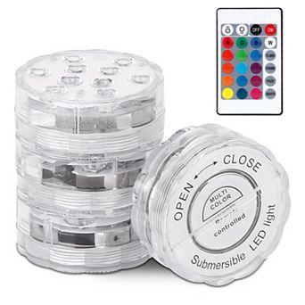 4-Pack Submersible RGB LED Lights Waterproof with Remote Battery Operated for Vase & Aquarium