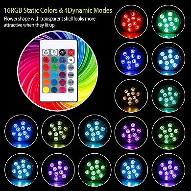 4-Pack Submersible RGB LED Lights Waterproof with Remote Battery Operated for Vase & Aquarium