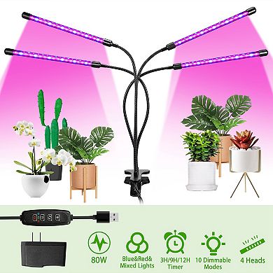 iMounTEK 80W LED Grow Light for Indoor Plants, Full Spectrum with Timer & 10 Dimming Levels