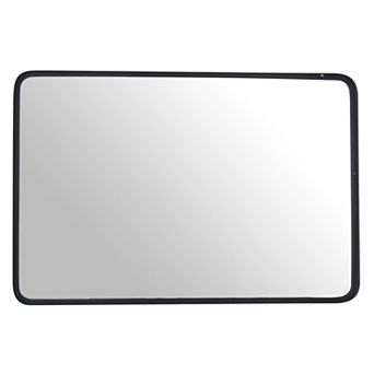 Parisloft 24x36 Inch Black Rectangular Metal Wall Telescope Mirror with Contemporary Vanity Mirror