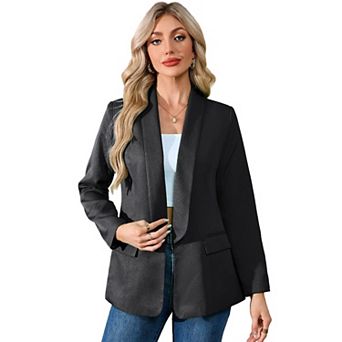 Women's Sculpted Shawl Collar Blazer with Flap Pockets Timeless Transitional Tailoring