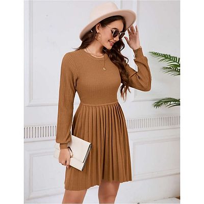 casual knit dresses with sleeves Beyove Women's Casual Knit Sweater Dress with Pockets Crew Neck Long Sleeve  A-Line Dresses Black at Amazon Women's Clothing store