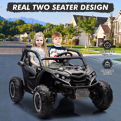 24V Kids 2-Seater Off-Road UTV, 4WD Electric Ride-On Car